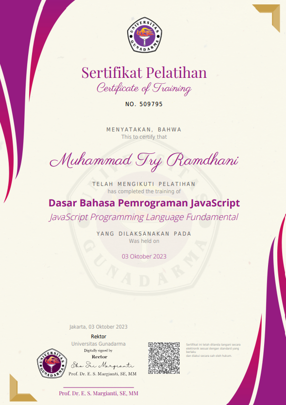Sertifikat Dasar Bahasa Pemrograman JavaScript