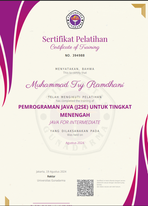 Pemgoraman Java (J2SE) Inermediate
